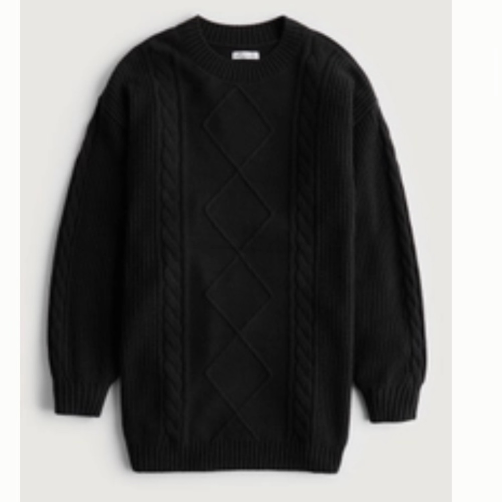 Hollister Cable Knit Black Sweater Dress